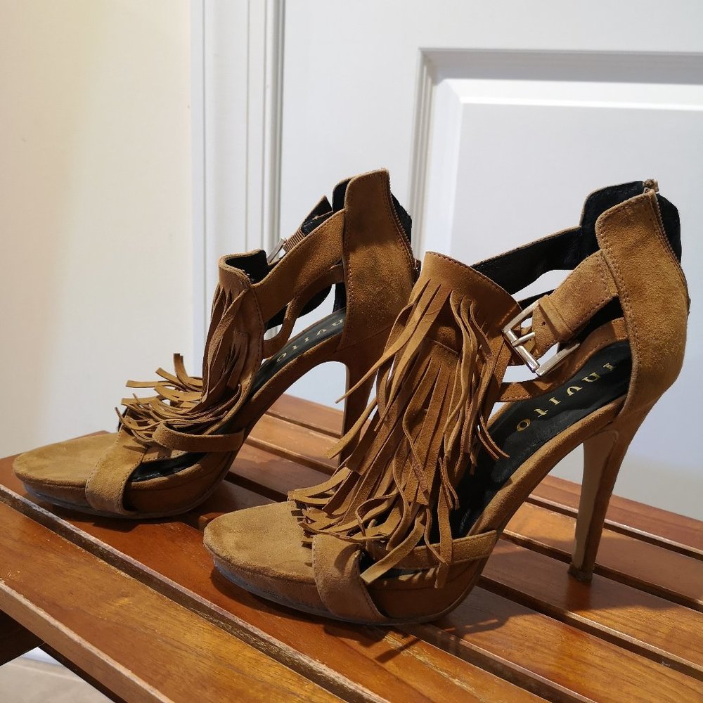 Fashion Solid Tassel High Heel Sandals By Invito